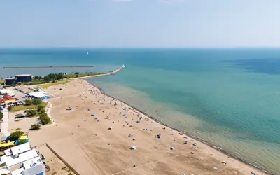 Port Stanley Main Beach aerial view